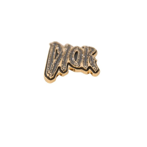Dior Raymond Pettibon Gold Black Logo Pin Crystal Jacket Button Pendant Brooch - Picture 6 of 8